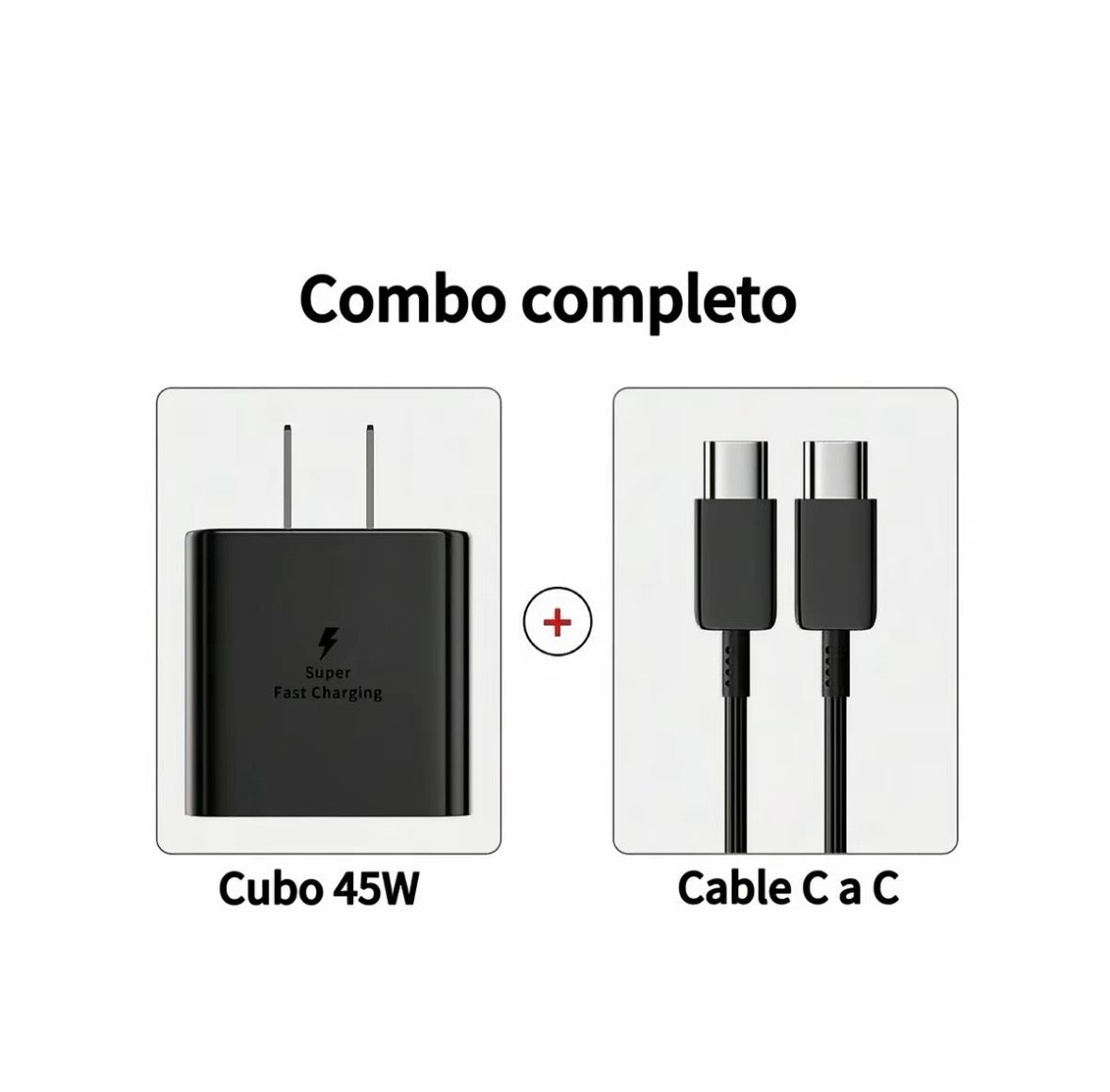 Cargador carga rápida 45w Samsung Entrada tipo C y cable C