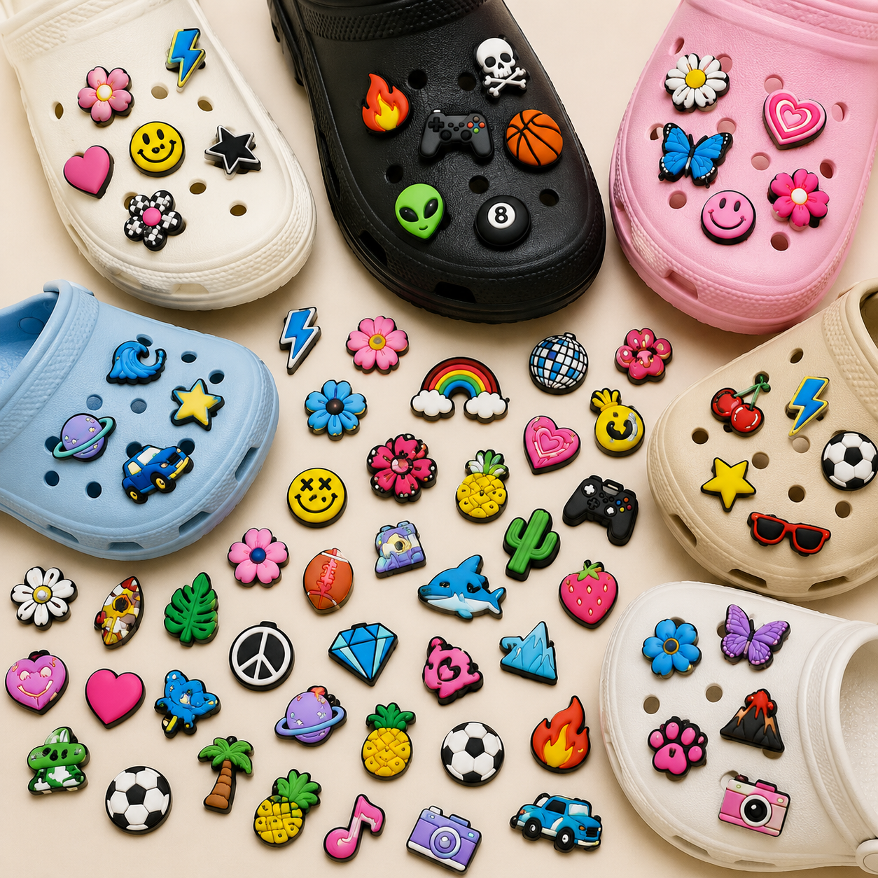 Pack 40 pz dibujos animados para zapatos