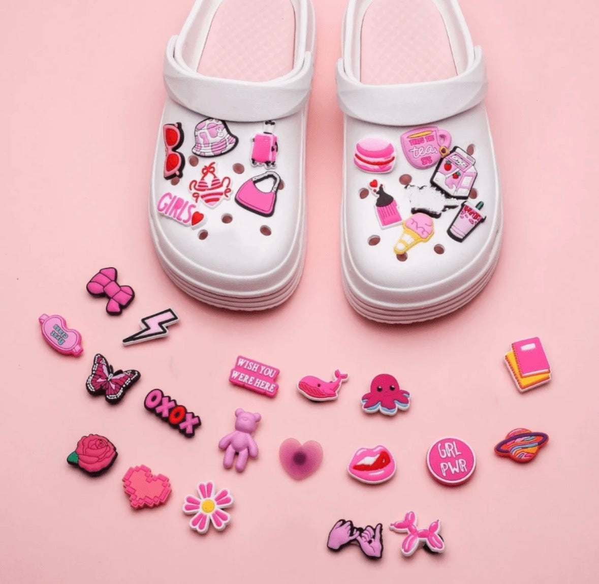Pack 10 pz rosas figuras para zapatos